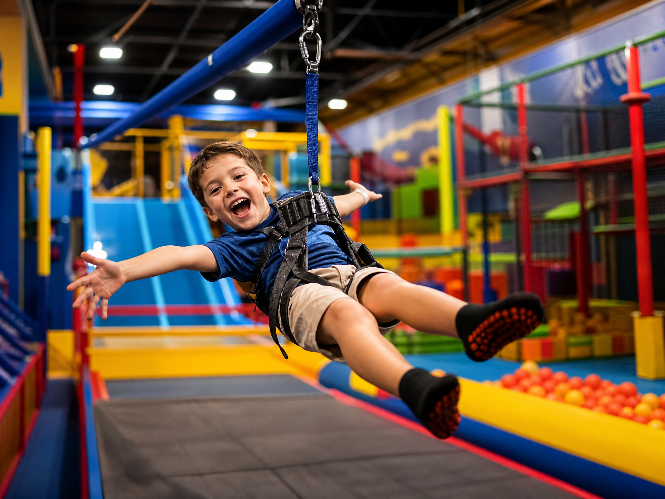 Indoor zip-line at Kidlavie Mobile