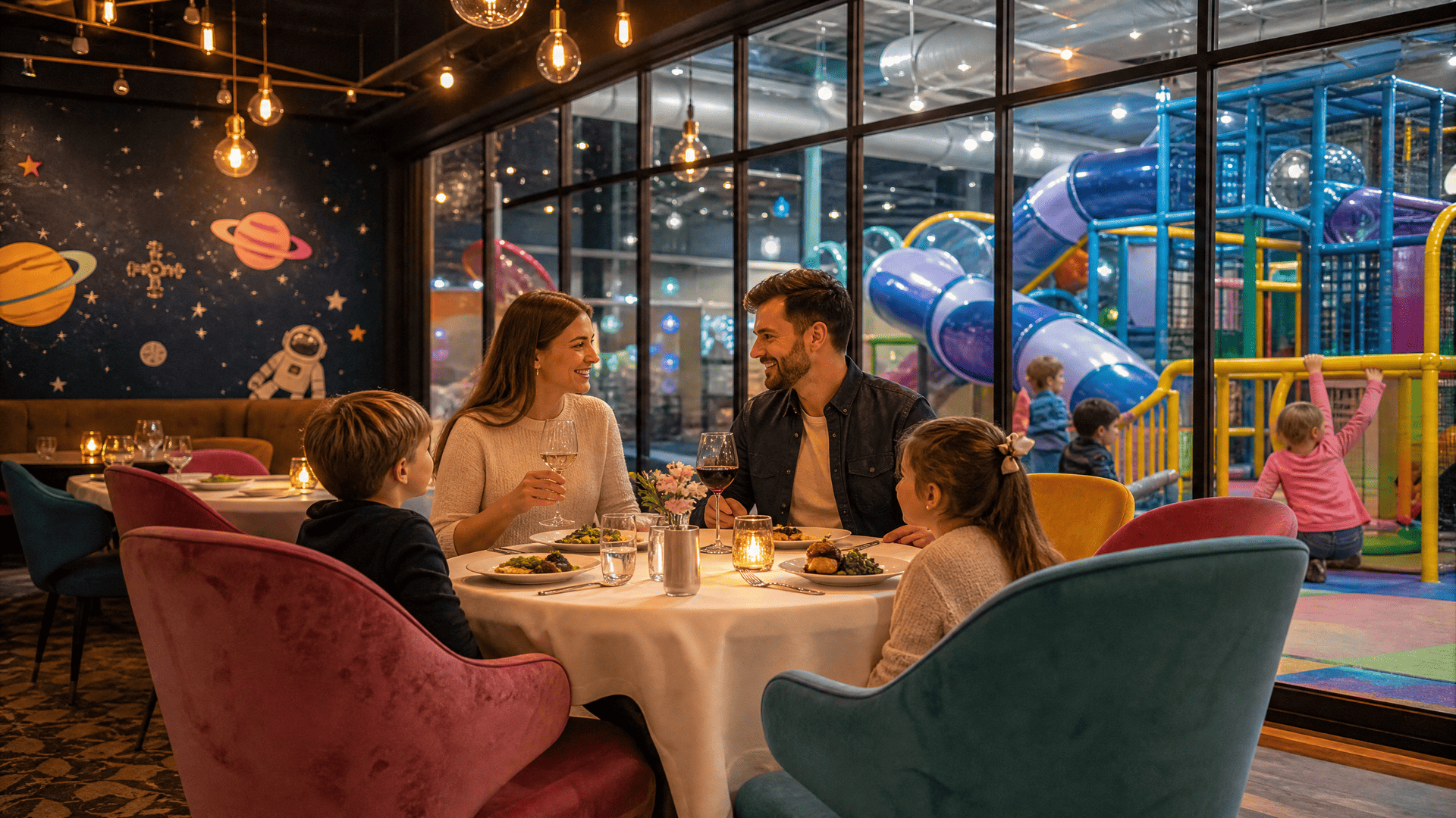 Family dining at Kidlavie Mobile restaurant