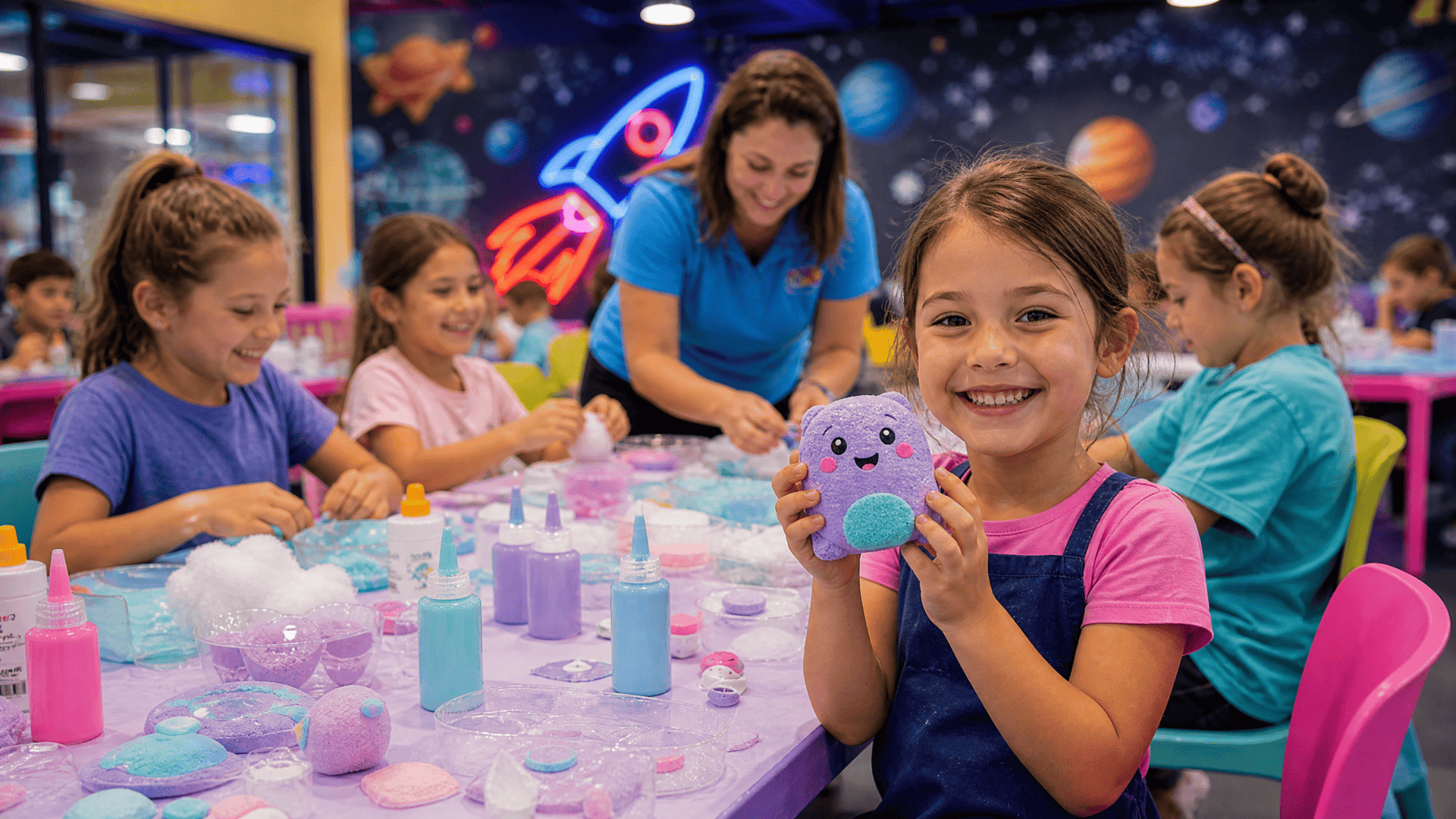 Children making a hands-on creation at Kidlavie