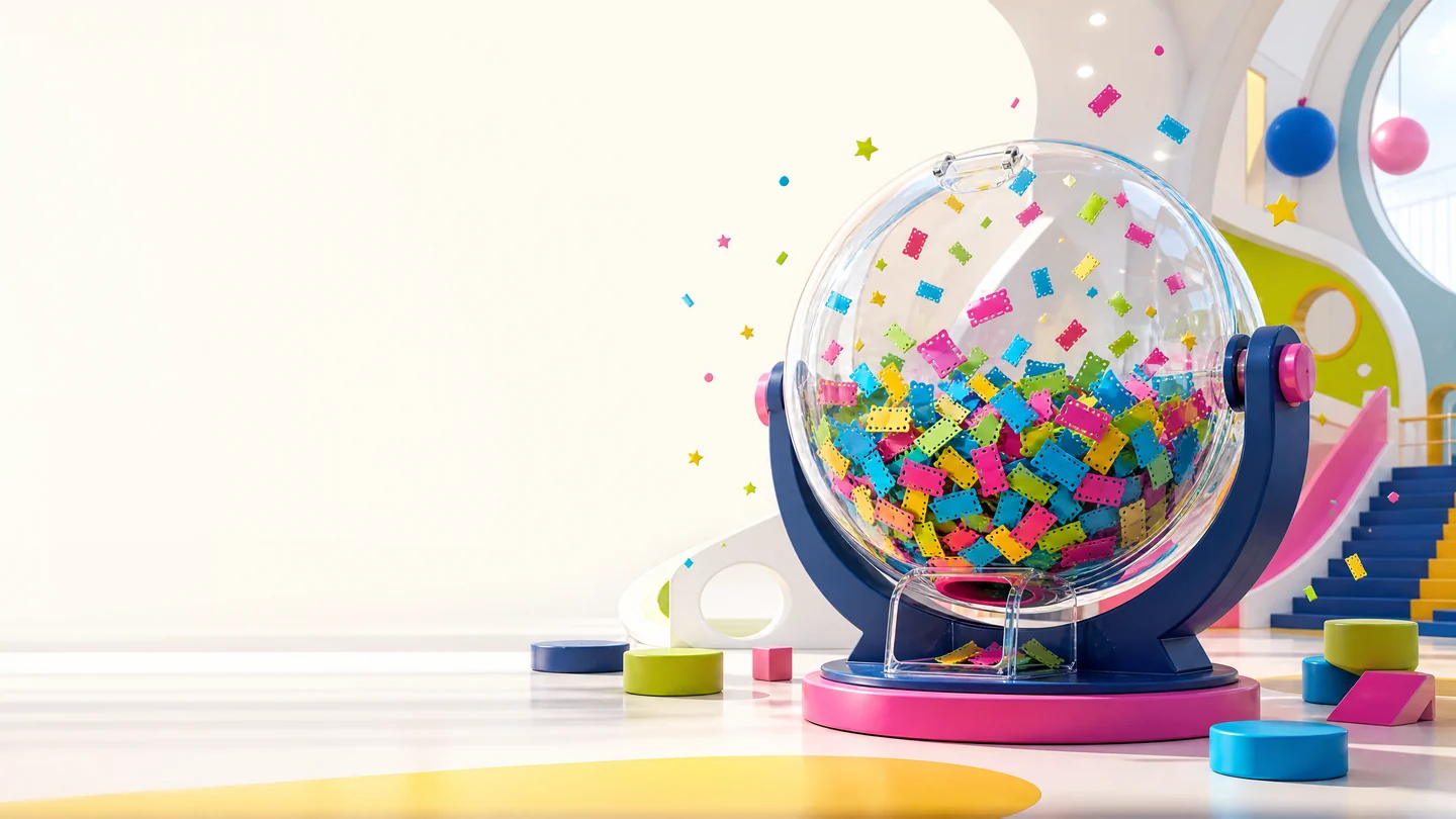 Colorful Giveaway drum filled with entry tickets